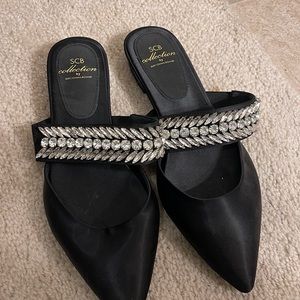 Black Silk mules